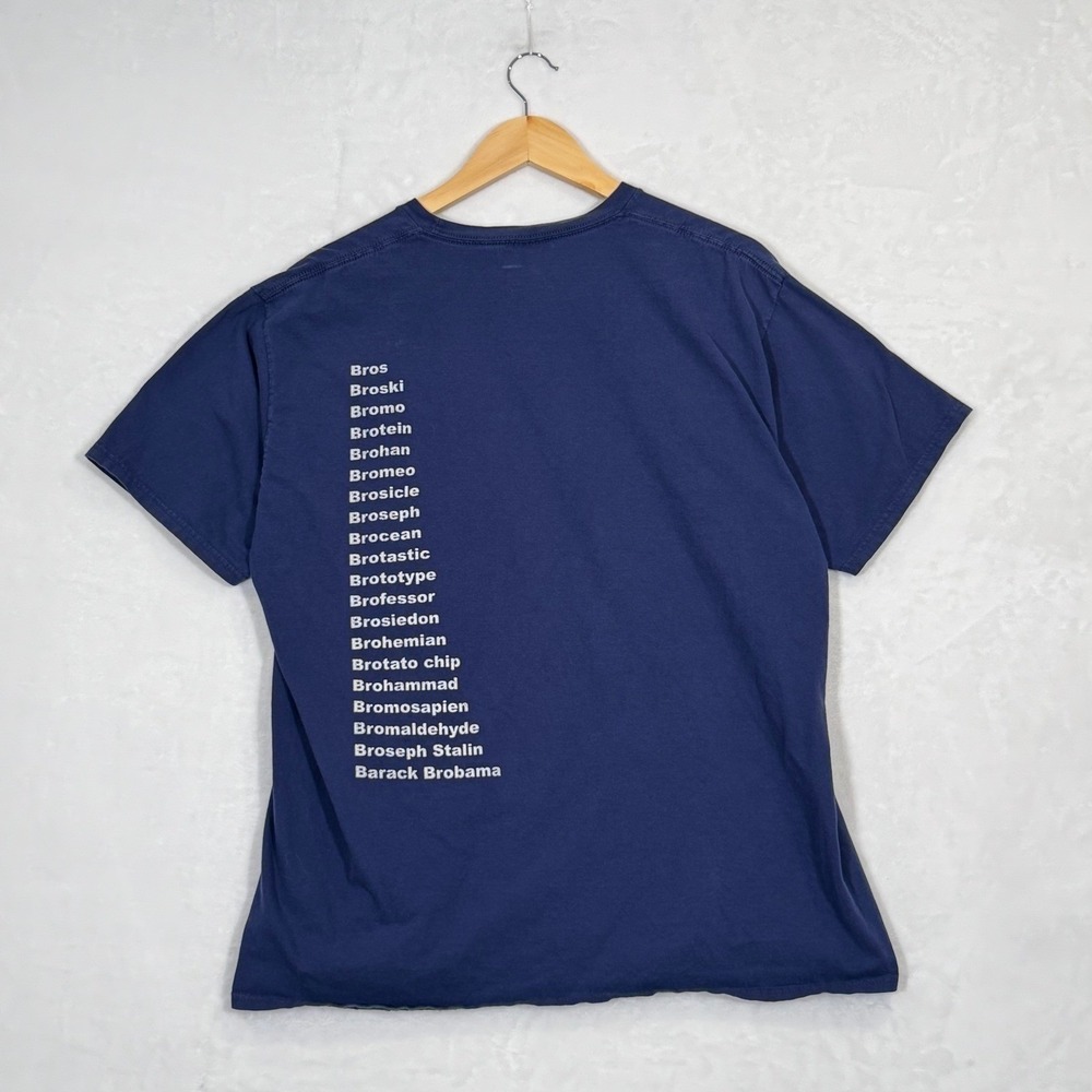 Vintage Navy Blue Bro Puns Graphic T-Shirt Funny Humor Cotton Tee Size XL
